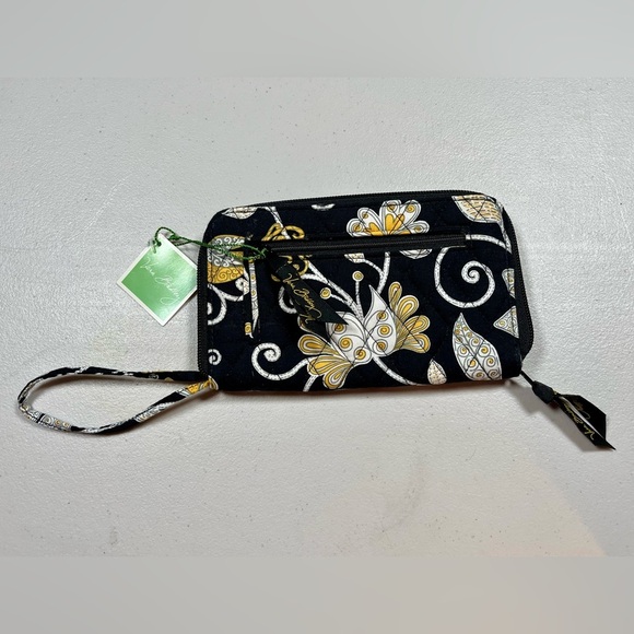 Vera Bradley Handbags - Vera Bradley “Yellow Bird” - Black and Yellow Patterned Wristlet/eallet